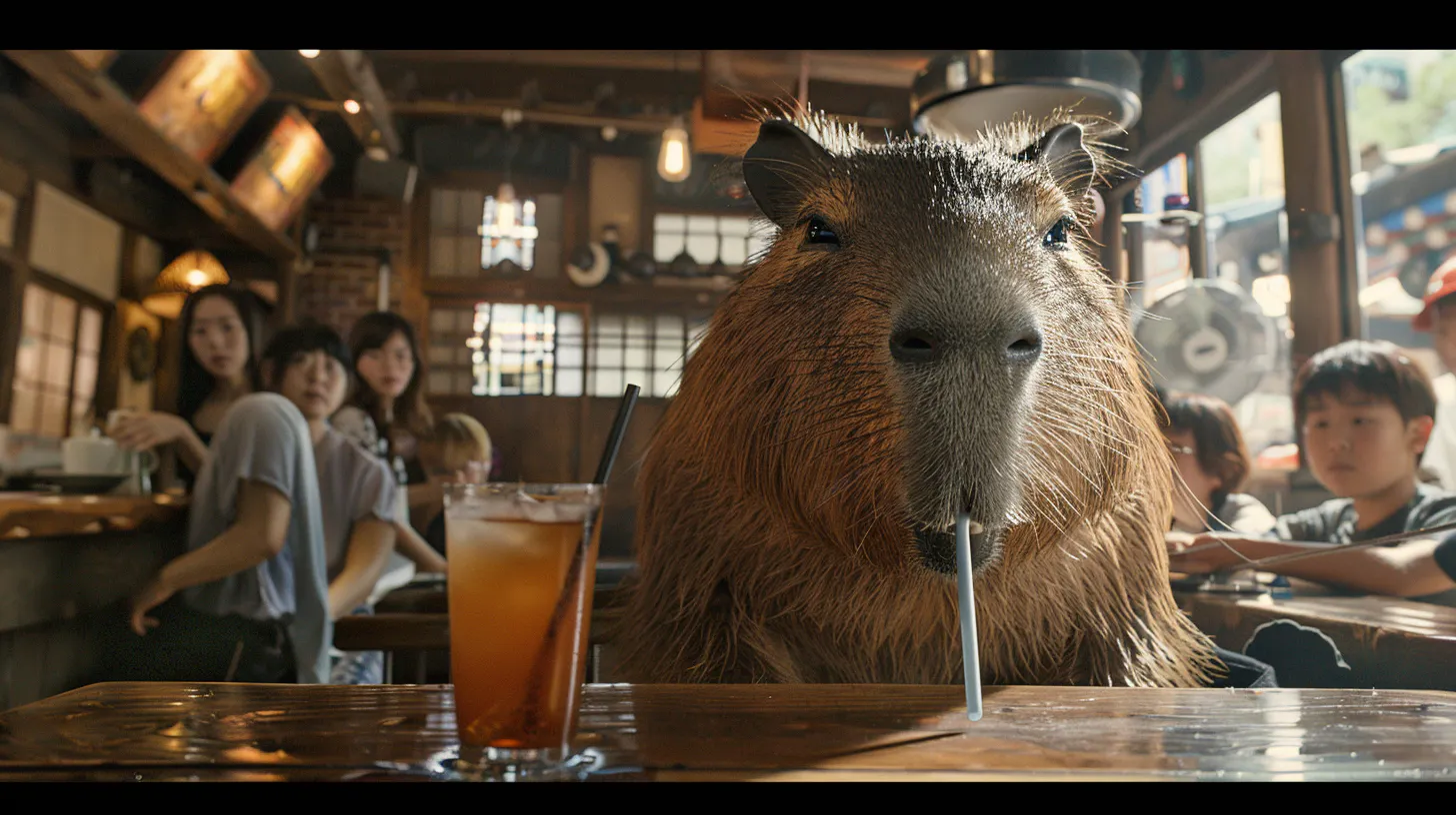 카피 바라는 술집에서 음료를 마신다