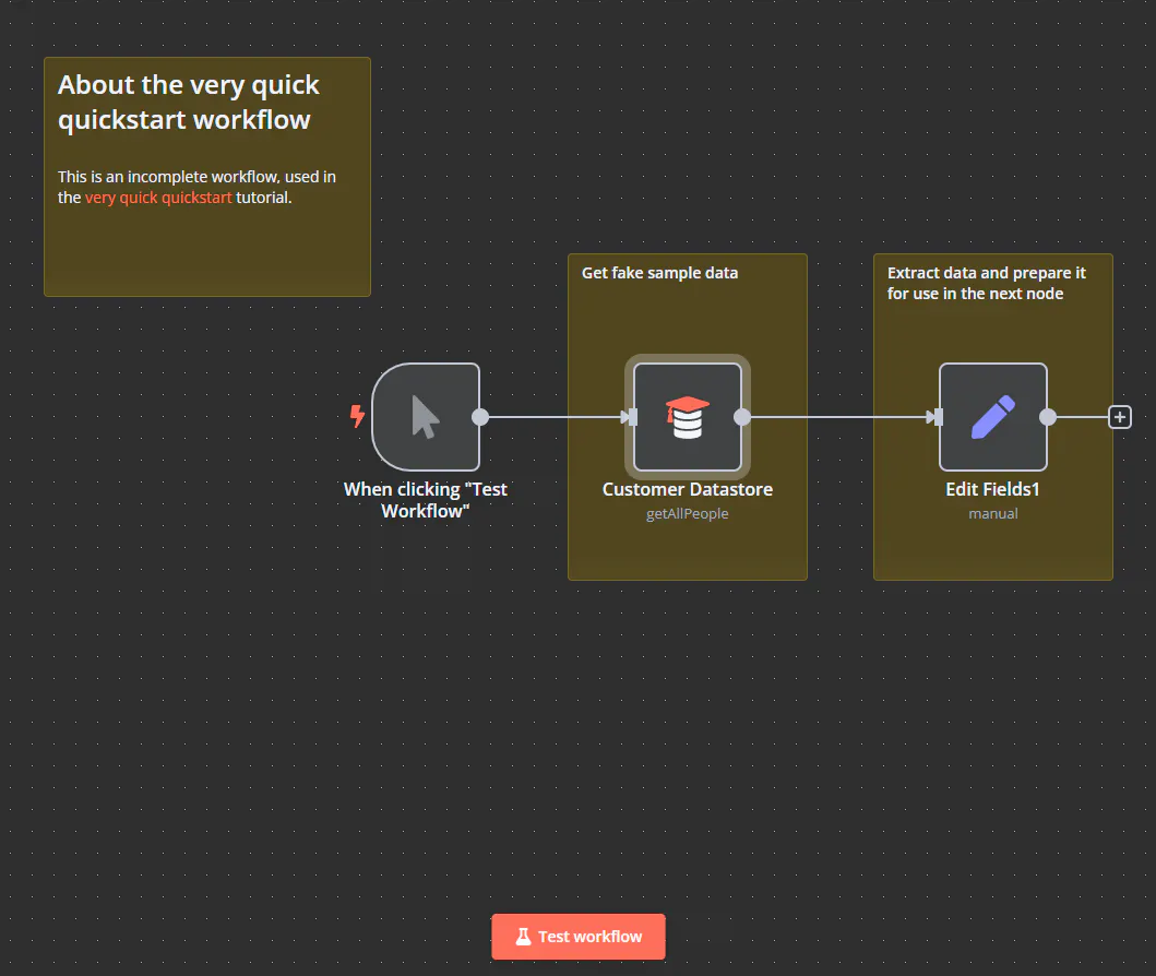 빠른 질문 워크 플로우를 보여주는 웹 페이지의 스크린 샷