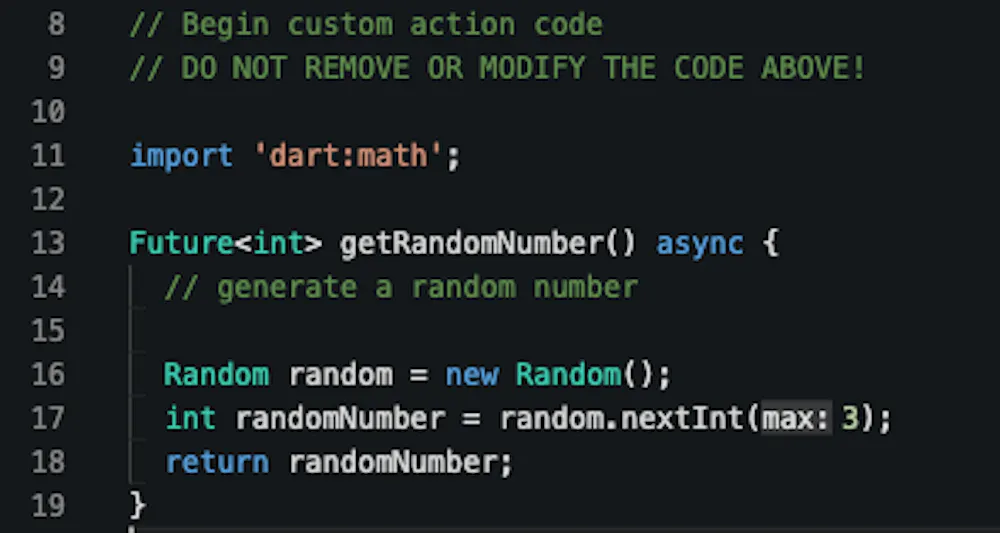 Using AppState variable in Random Number Custom Action