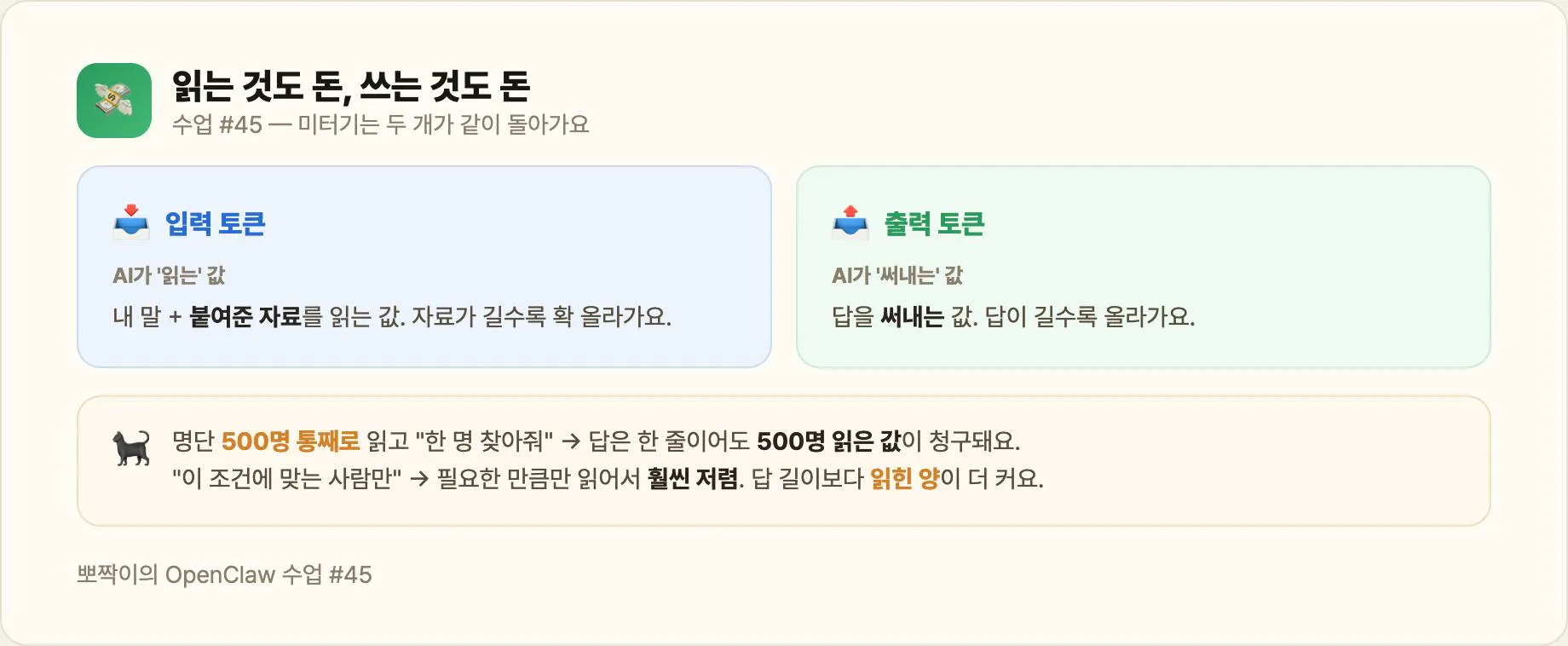읽는 것도 돈, 쓰는 것도 돈 — 입력 토큰과 출력 토큰