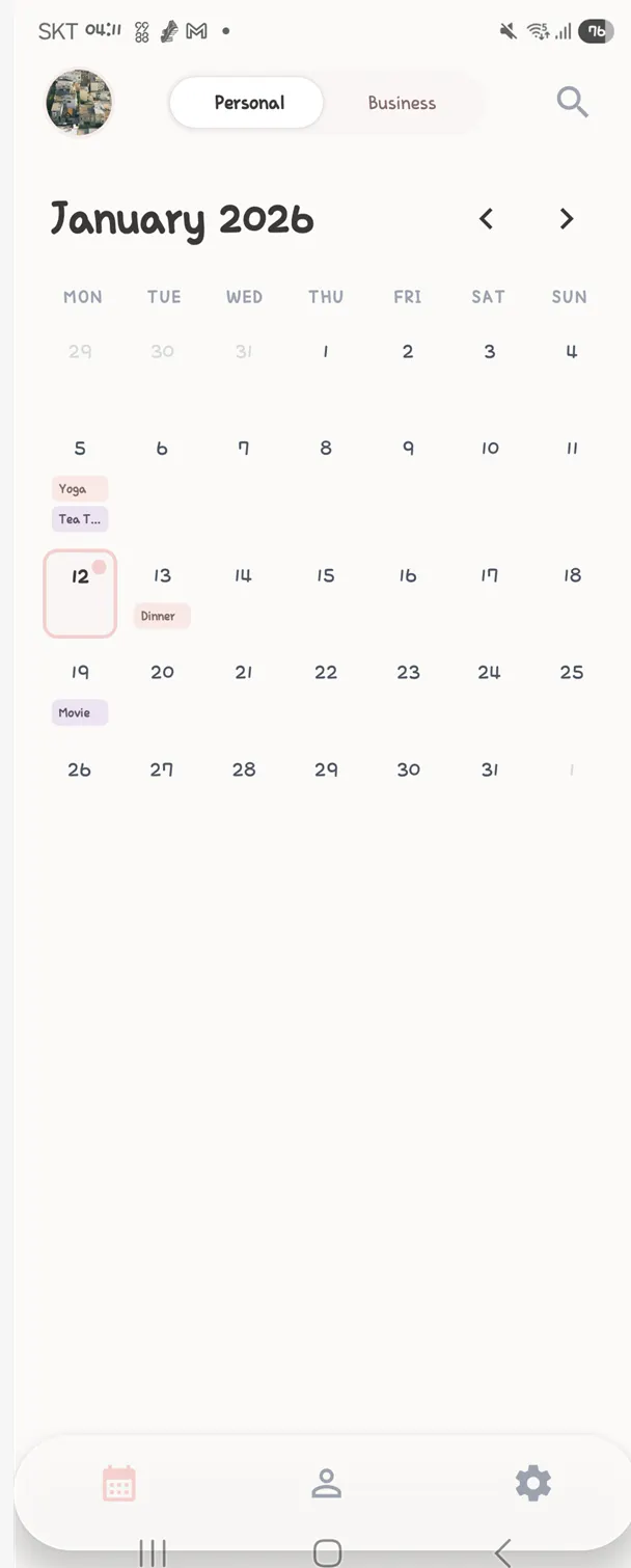 iPad의 캘린더 앱 스크린샷