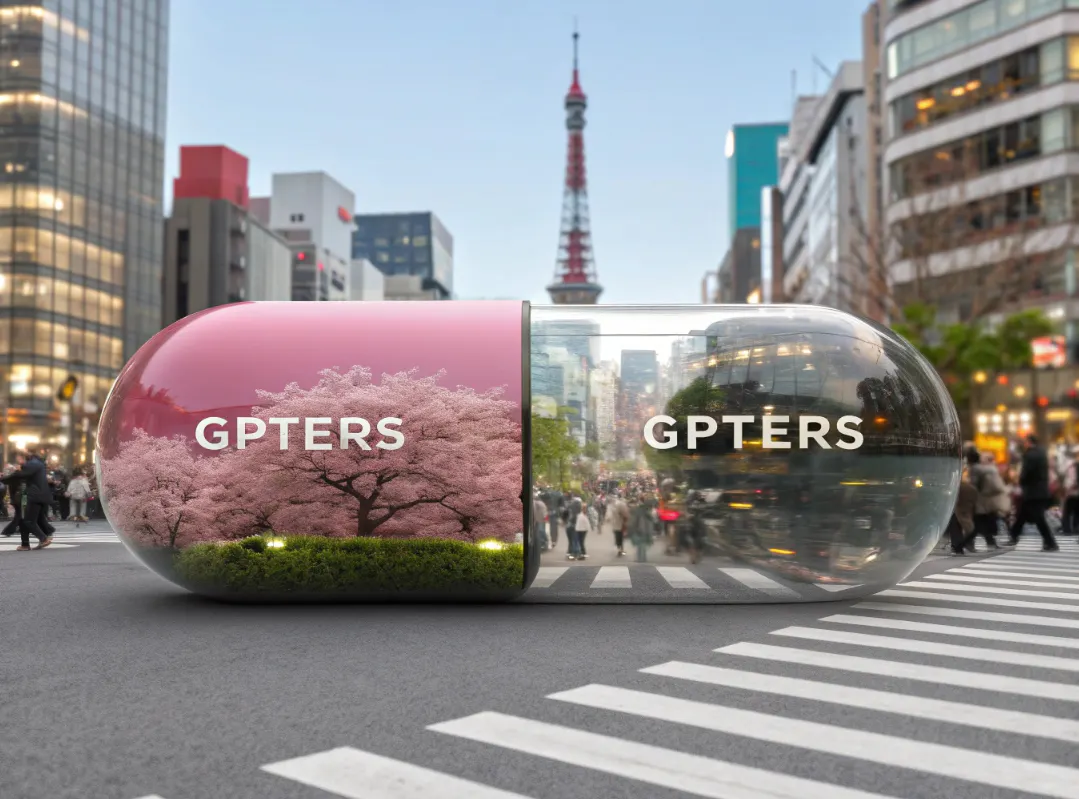 도시 앞에서 그 위에 선물이있는 알약