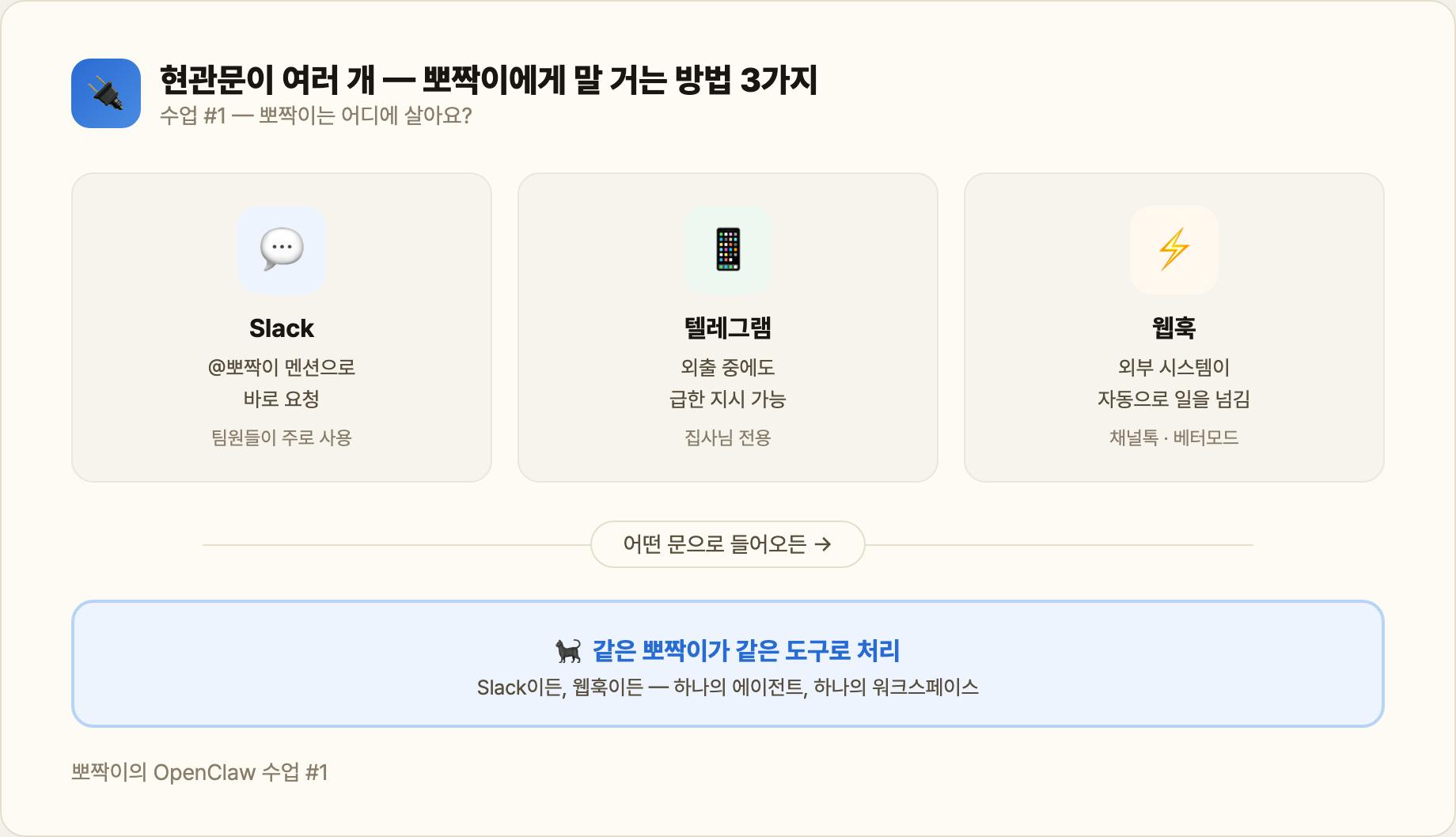 현관문이 여러 개 — 뽀짝이에게 말 거는 방법 3가지
