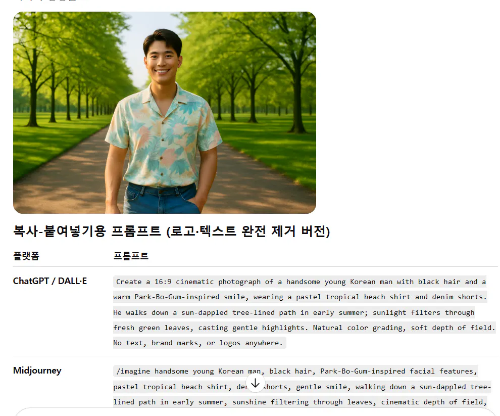 한국 잡지의 스크린 샷 셔츠에 남자의 사진