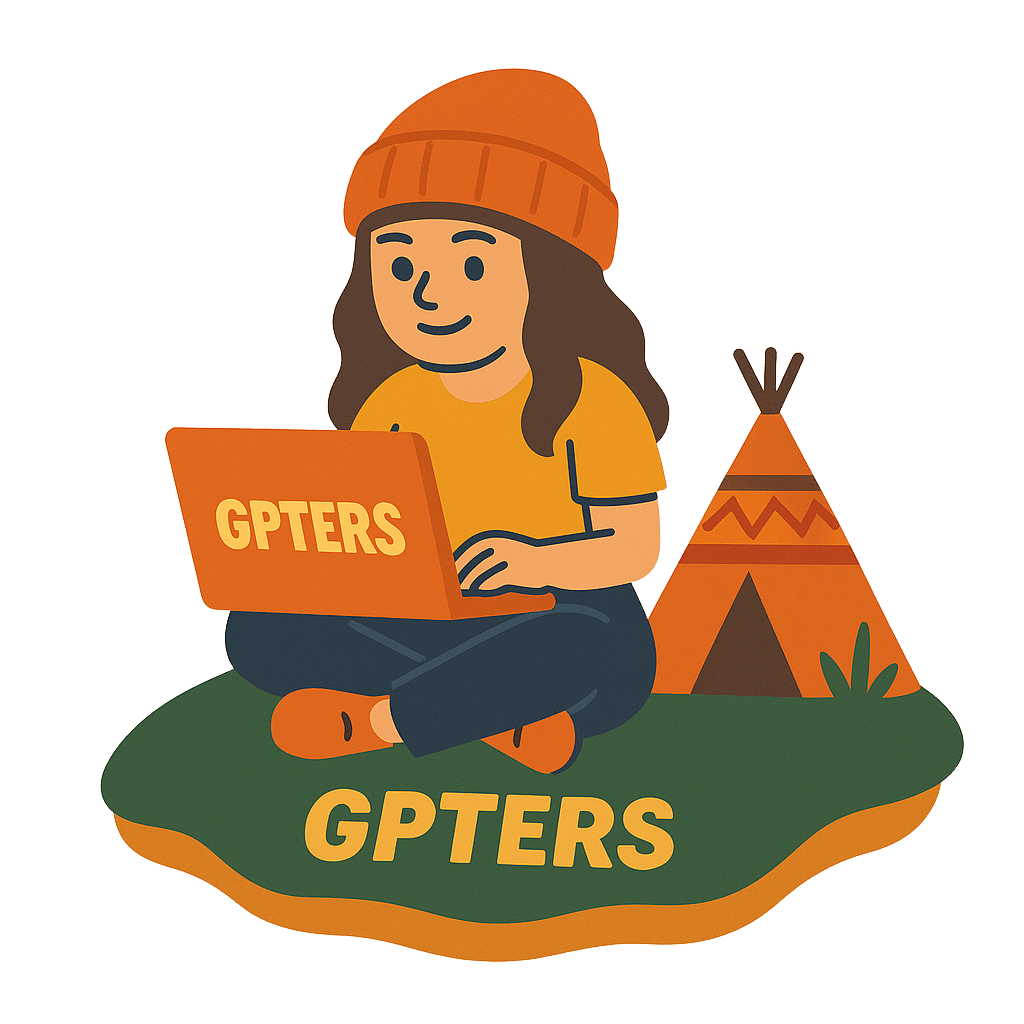 gtters라는 단어가있는 천막 앞에 앉아있는 소녀