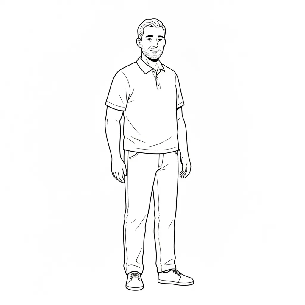 폴로 셔츠를 입은 남자의 그림