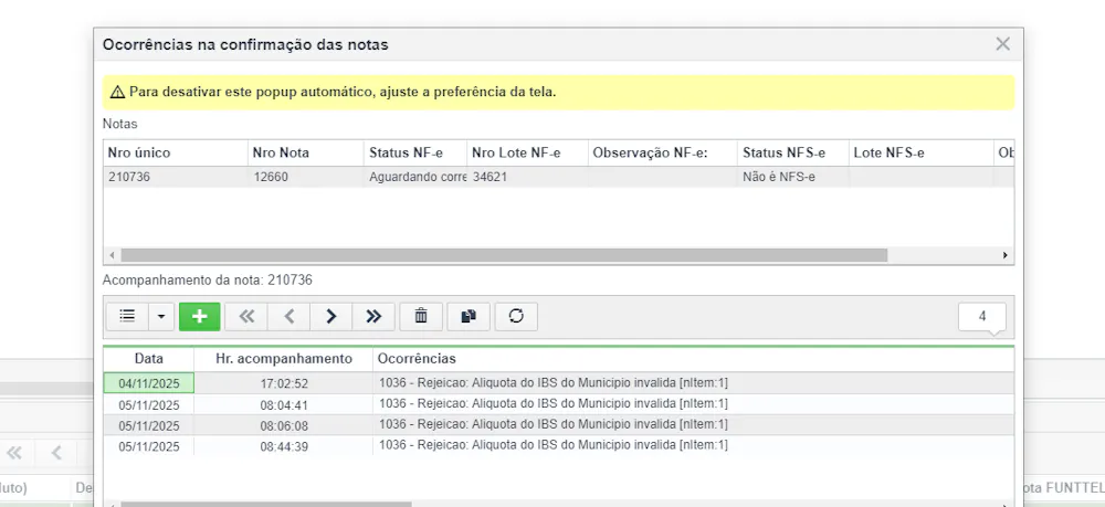 1036 - Rejeicao: Aliquota do IBS do Municipio invalida [nItem:1]