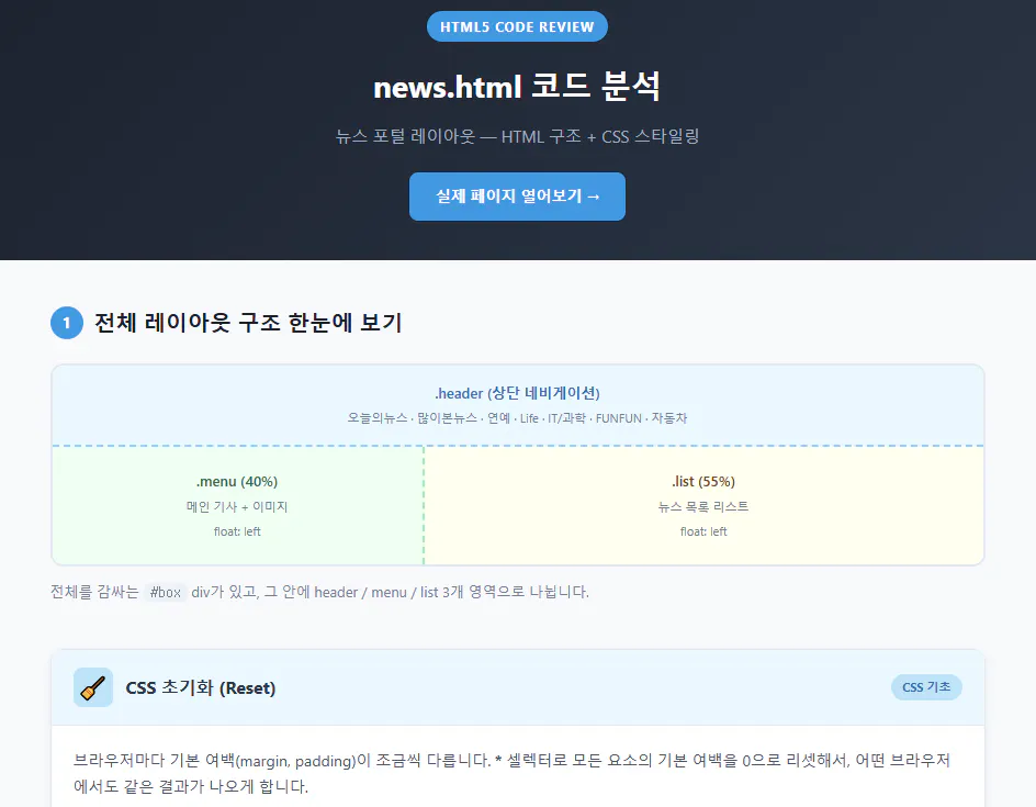 뉴스 호텔 웹사이트 스크린샷