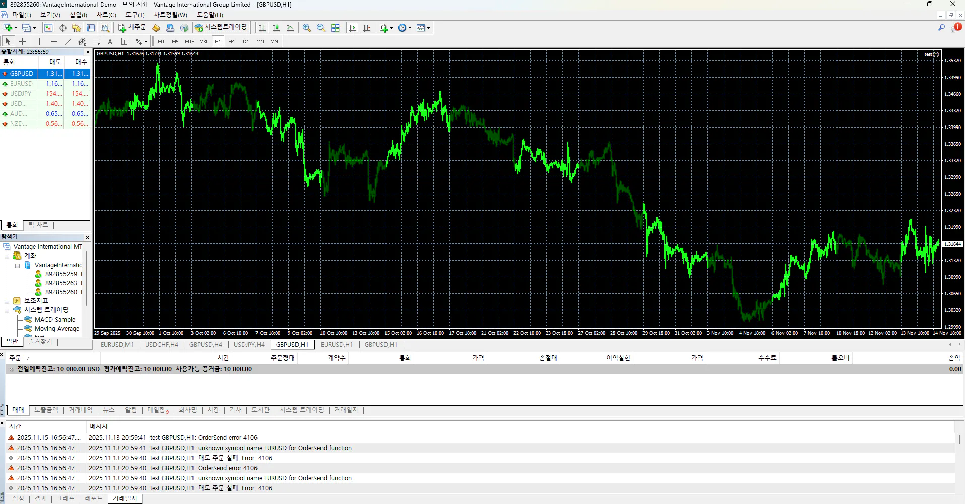 외환 거래 화면의 스크린샷