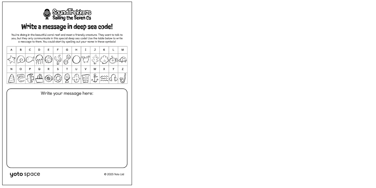 Preview of the 'deep sea code' activity sheet