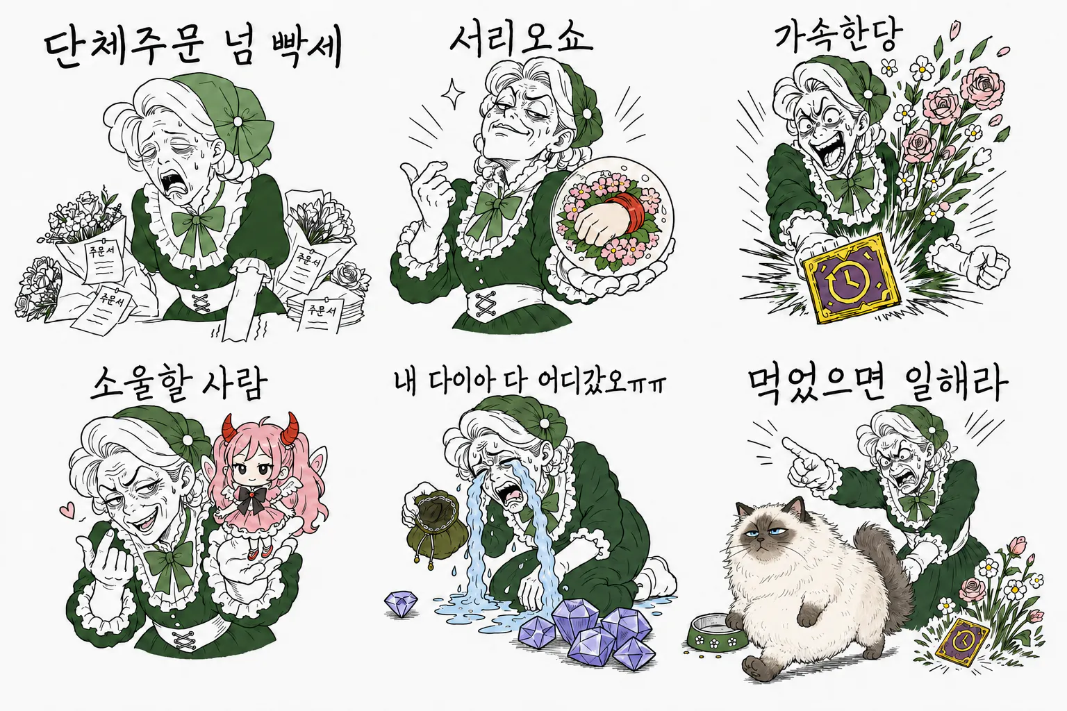 다양한 표정을 지닌 한국 캐릭터의 일러스트레이션 시리즈