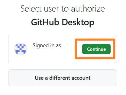 GitHub 데스크탑을 승인하려면 사용자를 선택하십시오