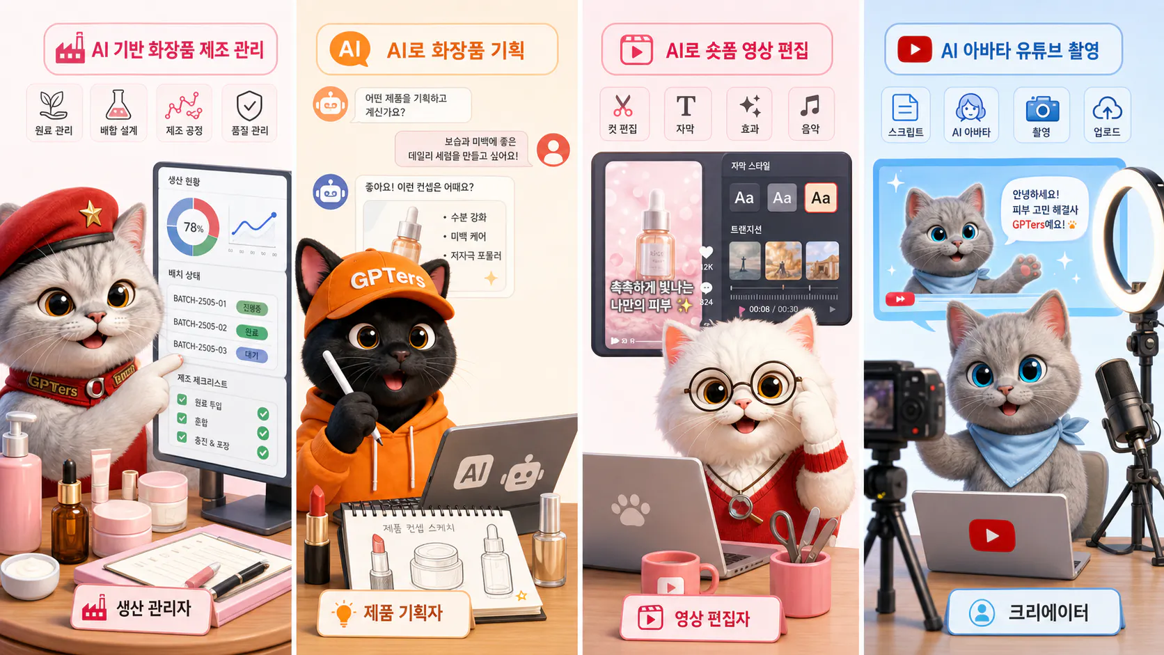 AI로 제조관리·기획·숏폼·유튜브를 맡은 4컷