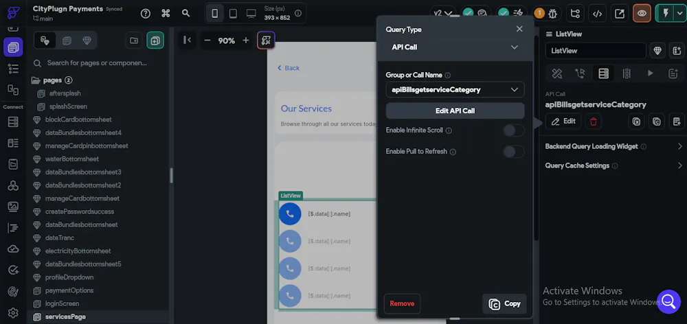 API Call backend query