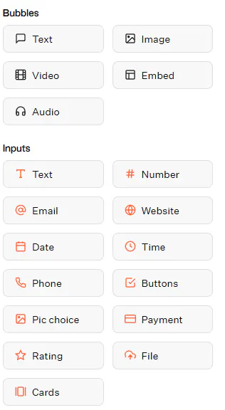 웹 사이트의 버튼 목록