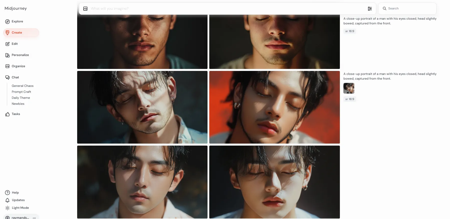 남자의 얼굴의 다른 사진을 보여주는 웹 사이트 스크린 샷