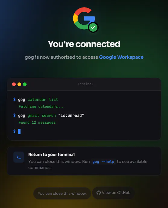 Google Workspace에 연결되었습니다