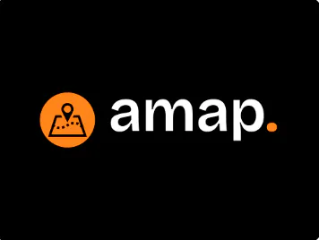 검은 색 배경에 로고를 AMAP 로고