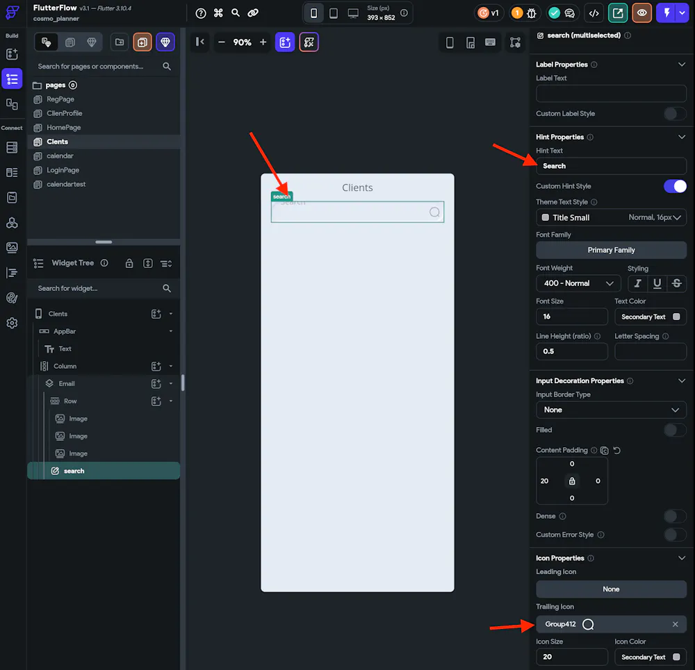 Layout error (Hint text + Trailing icon)