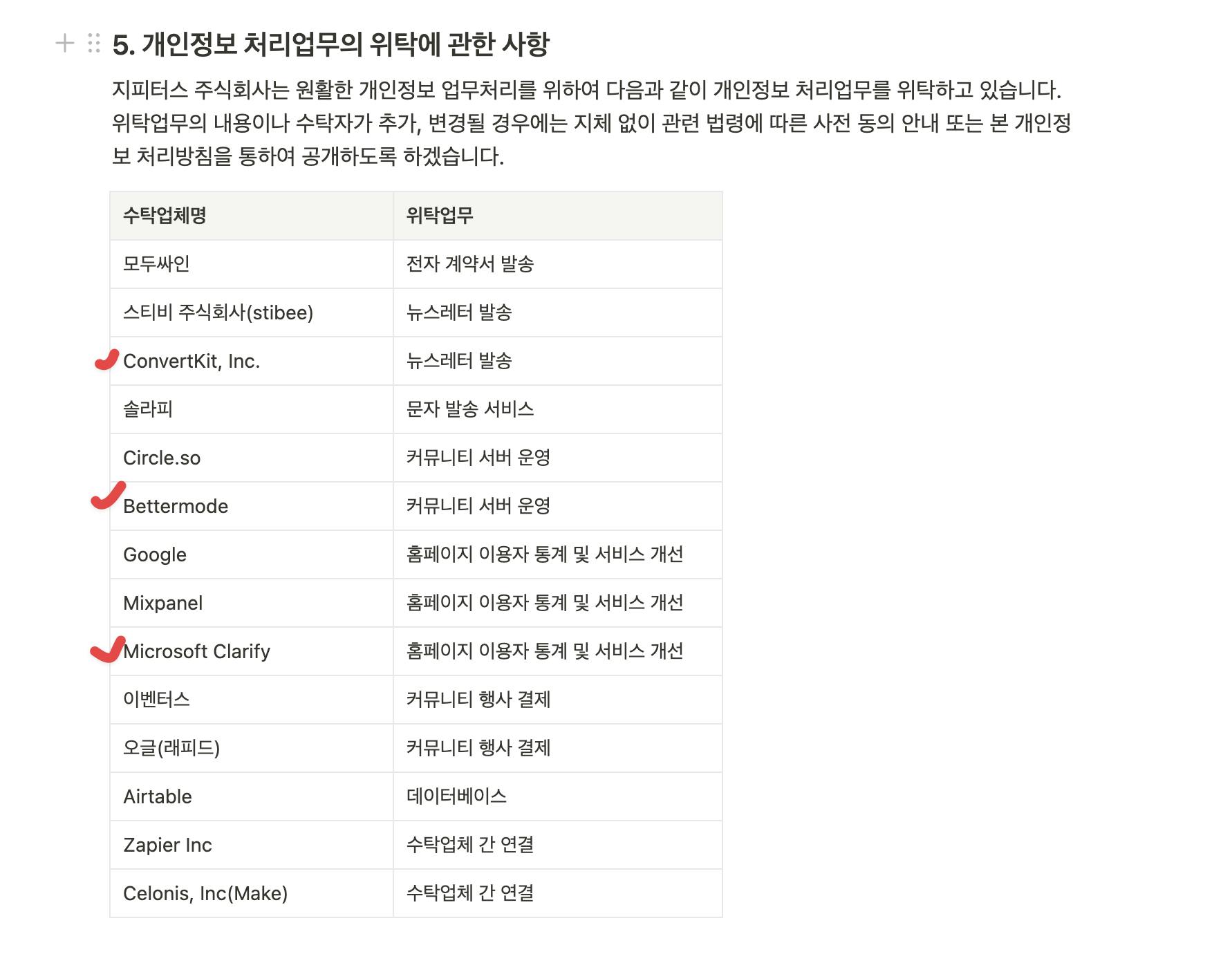 개인정보 처리방침 변경 사항 공지 2024년 6월 5일