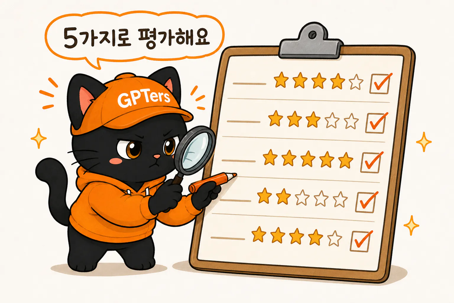 평가 기준 5가지 체크 - 뽀짝이