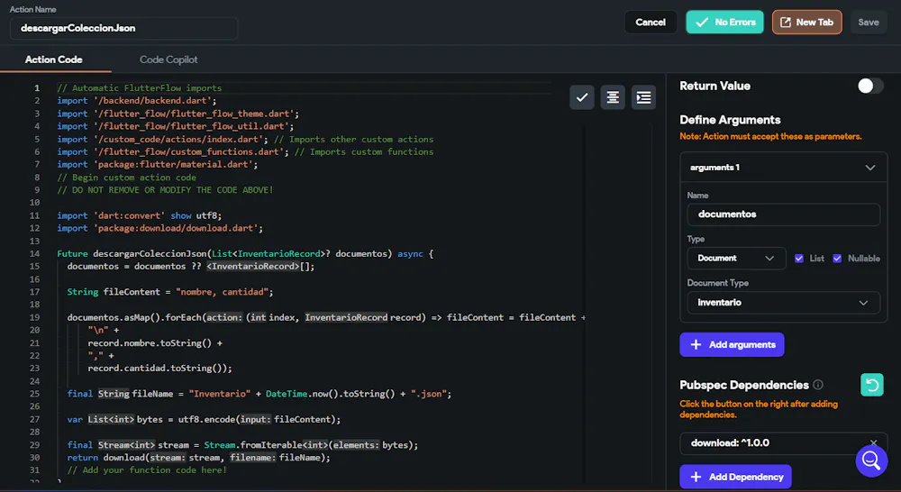 Download your firebase in a json file