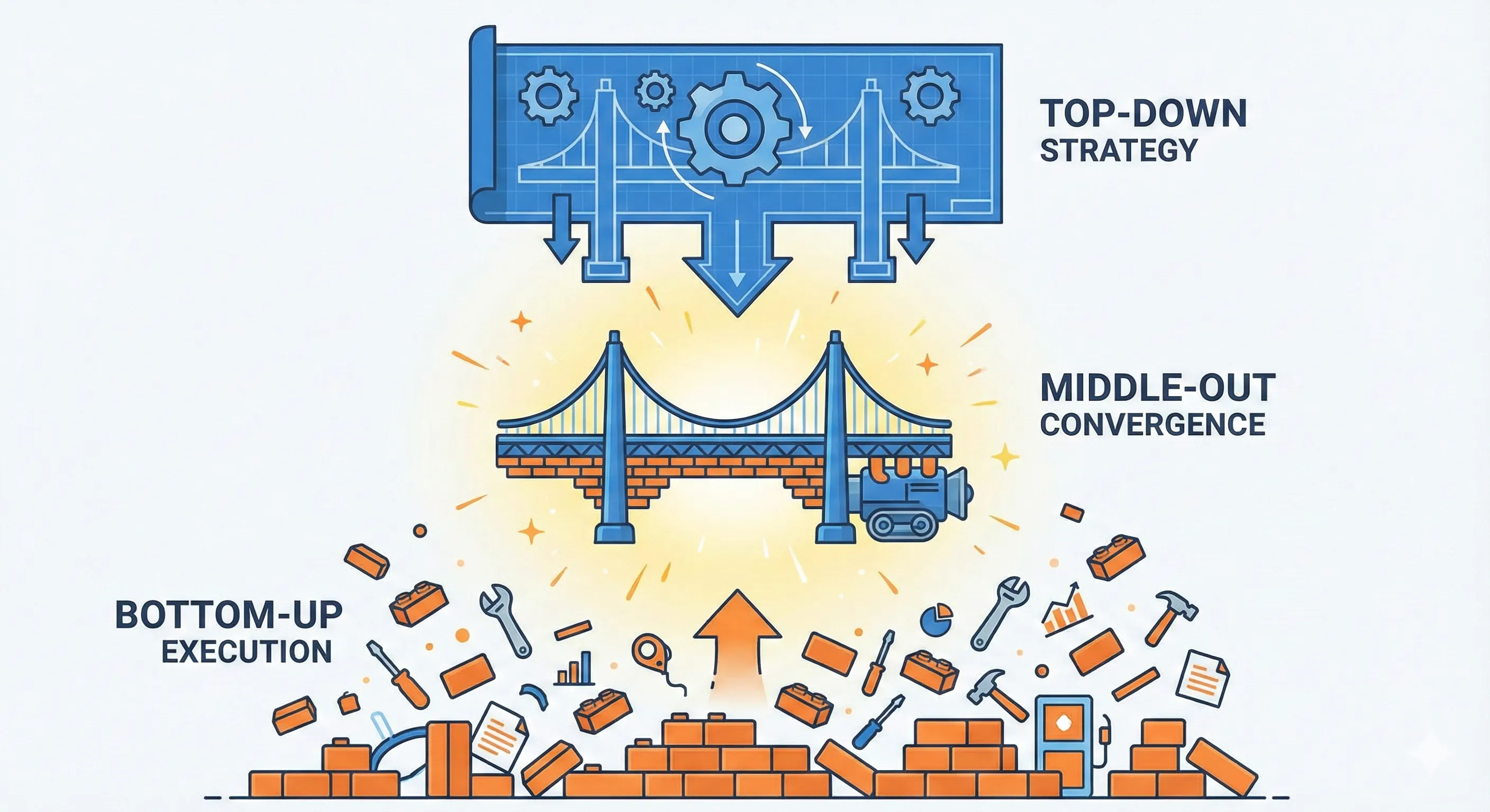 다리를 건설하는 과정을 보여주는 다이어그램
