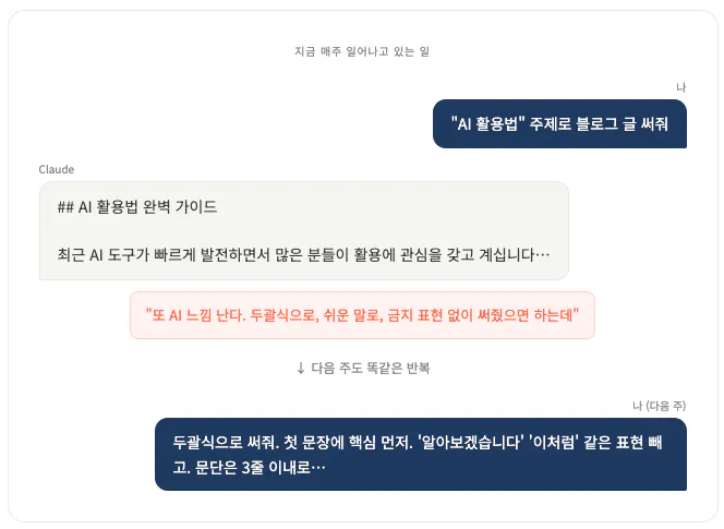 한국어로 된 문자 메시지의 스크린샷