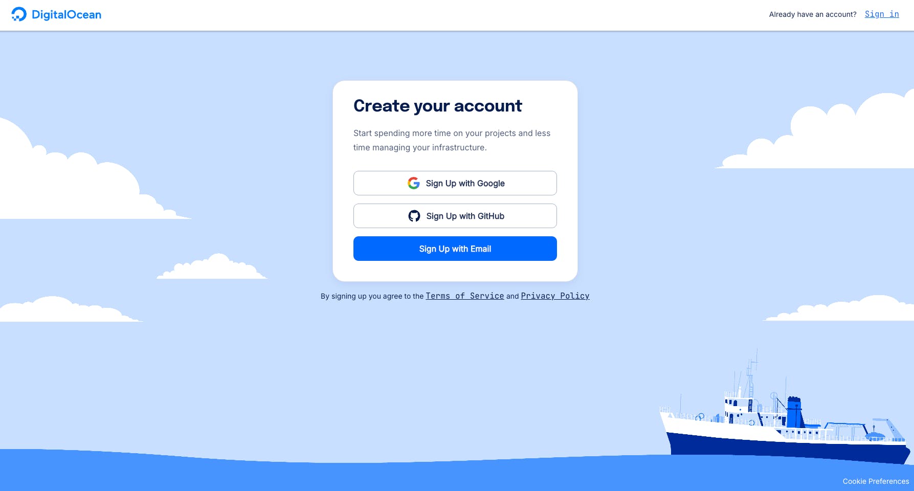 백그라운드에 보트가있는 웹 사이트의 스크린 샷