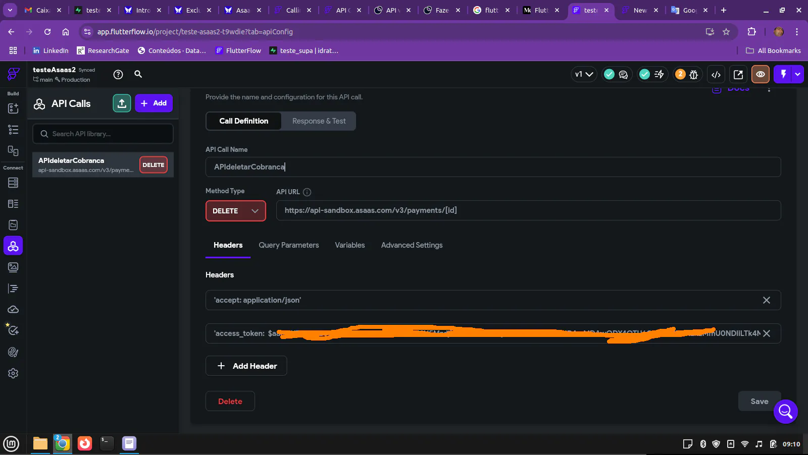 API call works, but when using custom action, doesn´t