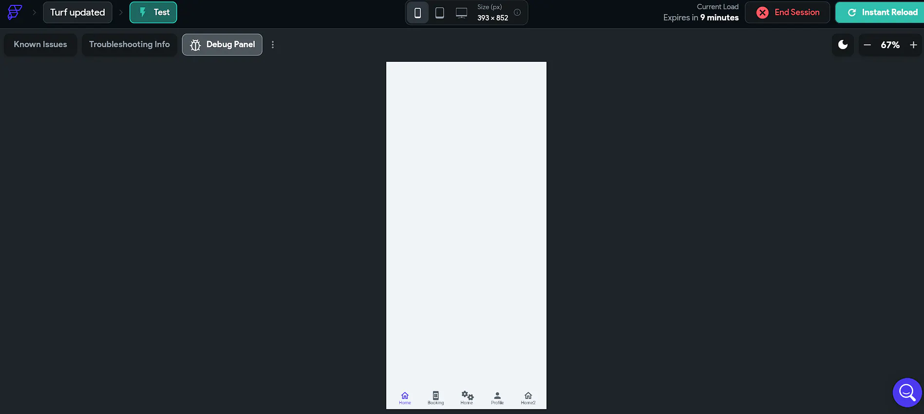 While testing the application, my Home screen is all the time blank ...