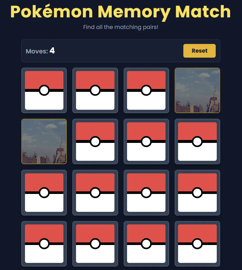 포켓몬 메모리 매치 스크린 샷
