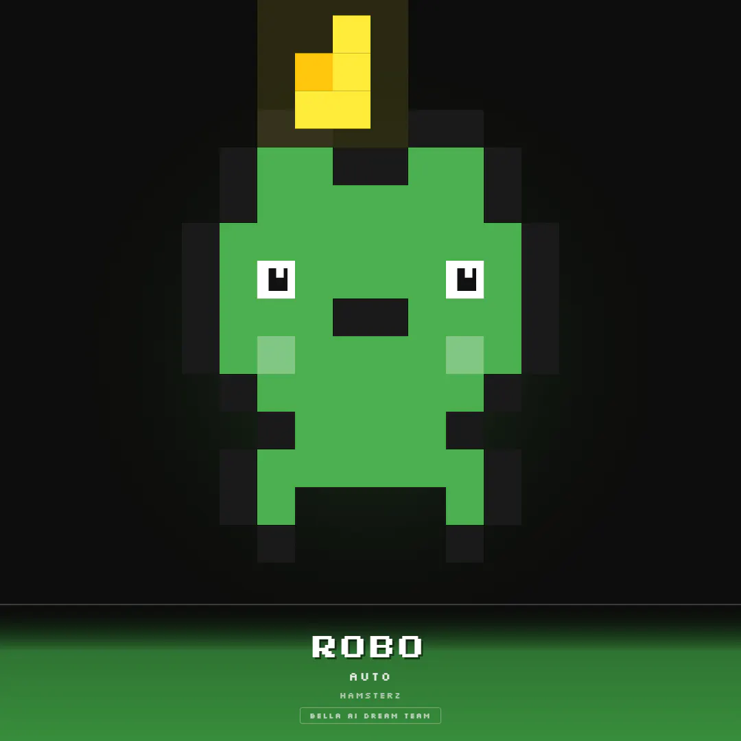 robo라는 단어가 적힌 녹색 픽셀 생물의 이미지