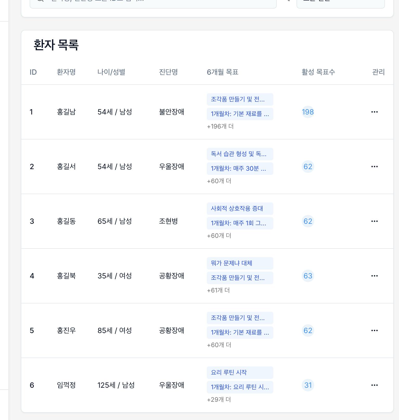 컴퓨터 화면의 한국 이름 목록