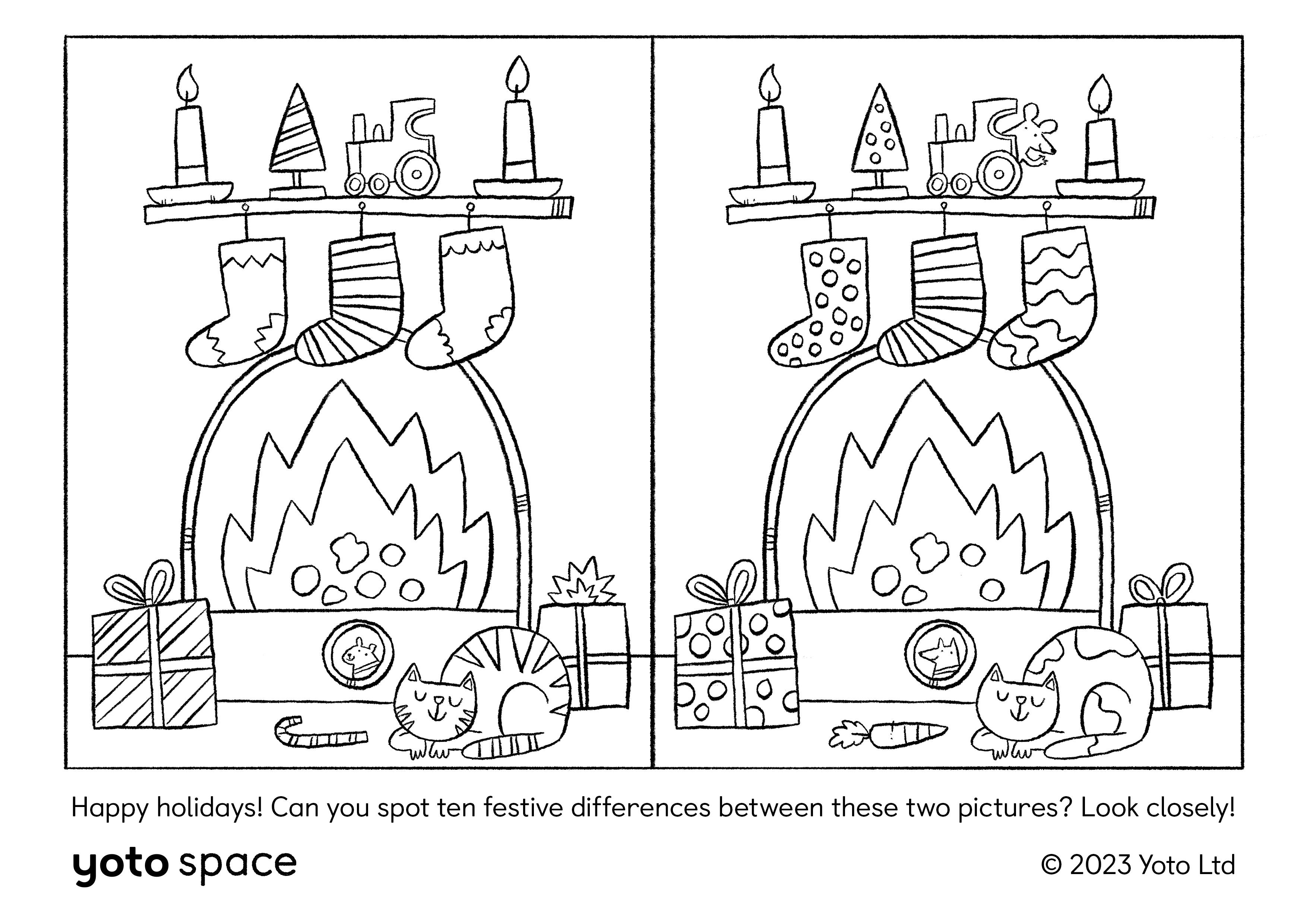 Two very similar but slightly different fireside scenes