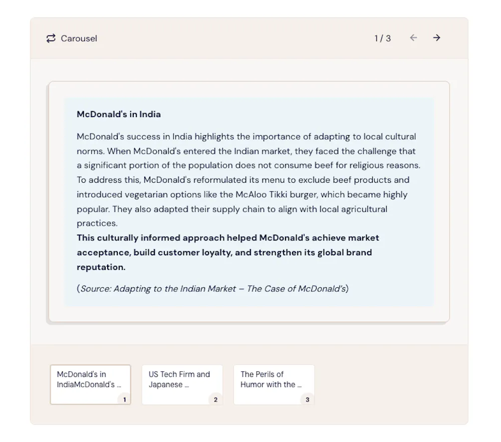 Navigating in a Carousel Widget