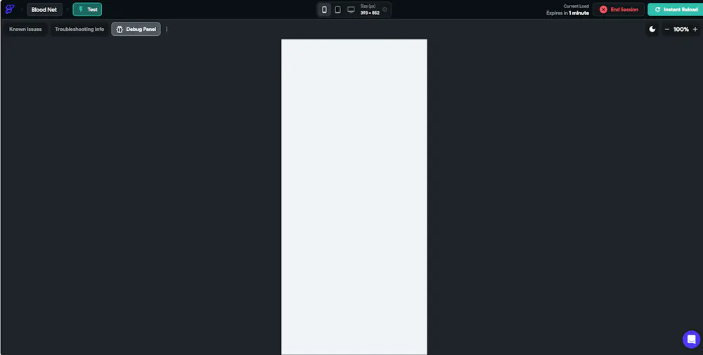 Resulting in a blank screen in test mode, even after a lot of fixes it ...