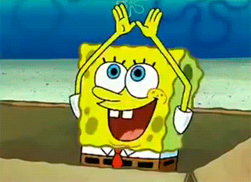 손을 얹은 상자에 Spongebob squarepants