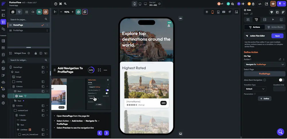 Icon isn't clickable on Fifth Step of Interactive Tutorial