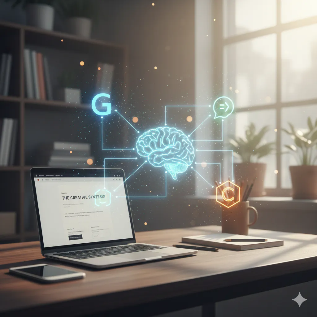 두뇌 이미지가 있는 책상 위의 노트북