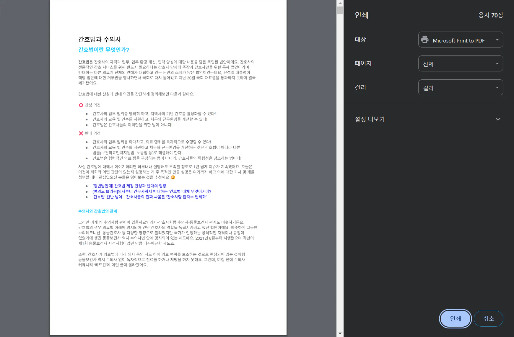 컴퓨터 화면에서 문서의 스크린 샷