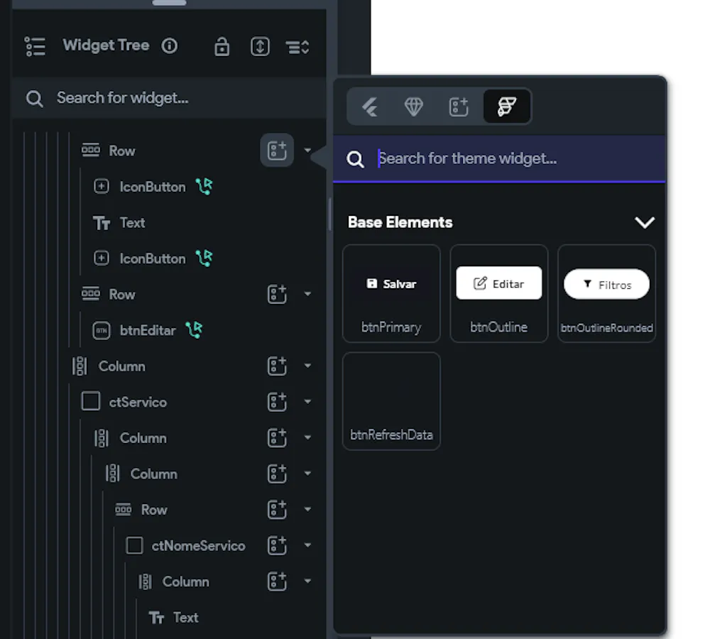 The Theme Widget disappeared/invisible