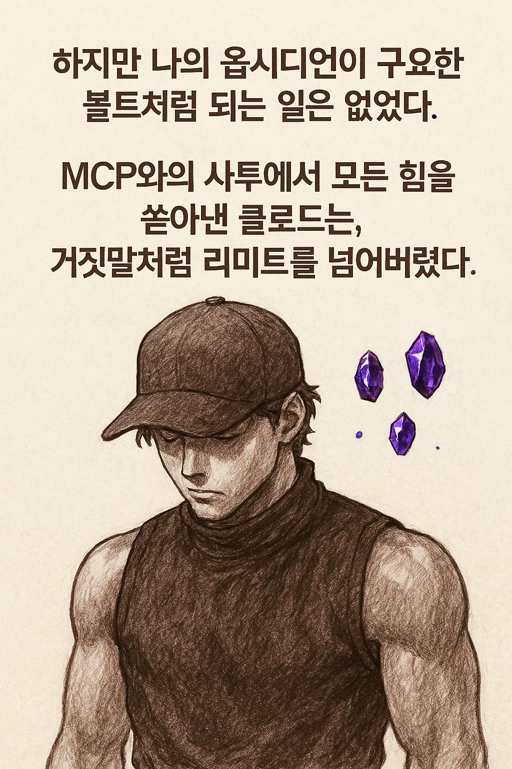 자주색 보석을 들고있는 남자의 그림