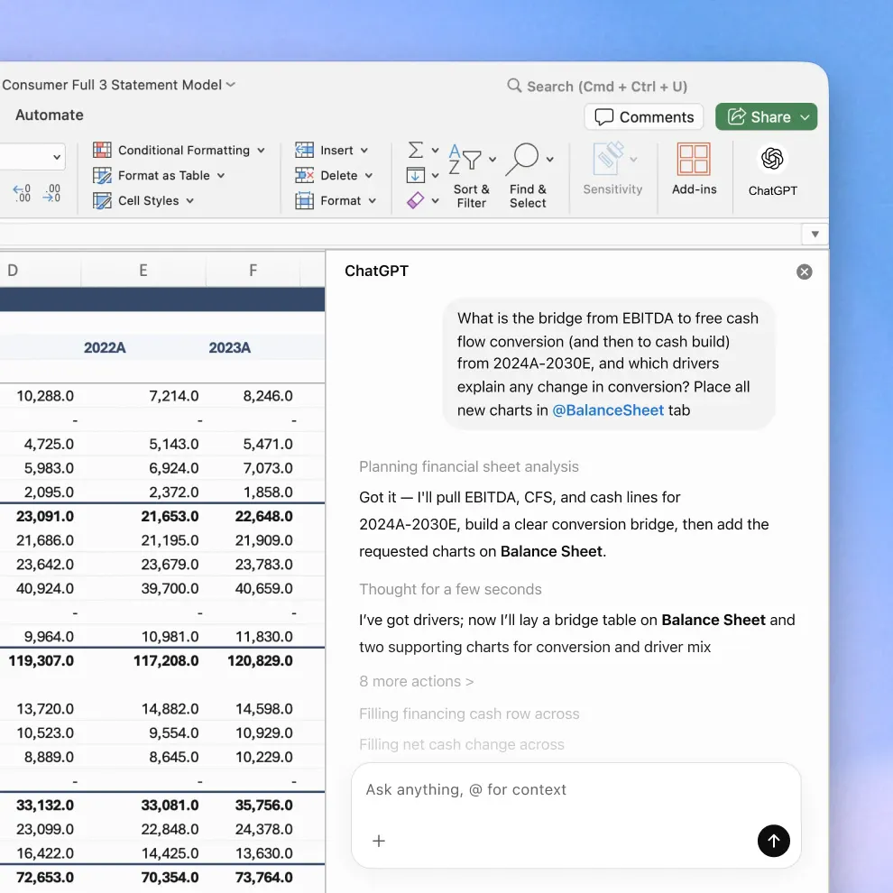 Microsoft Excel의 스프레드시트 스크린샷