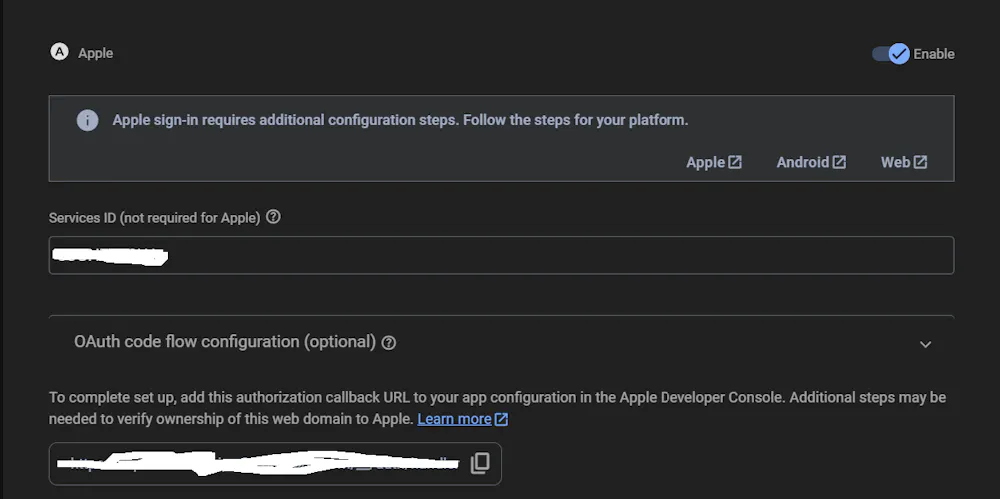 Apple Login no popup