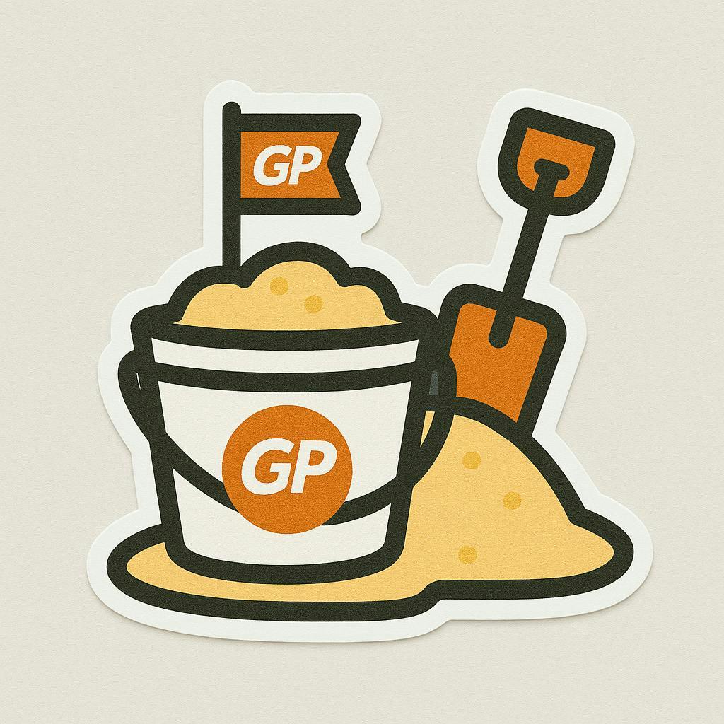 모래 양동이와 삽이있는 스티커