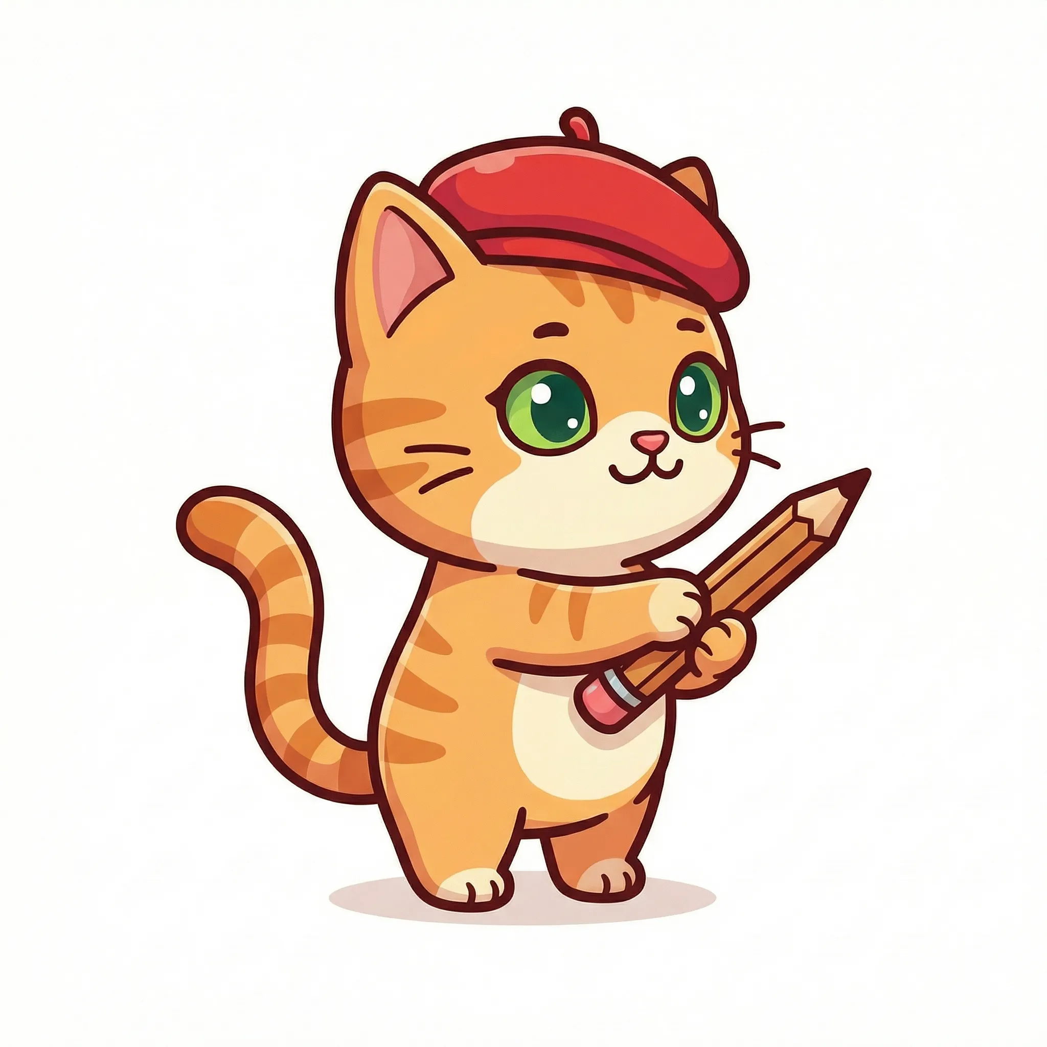 연필을 들고 있는 만화 고양이