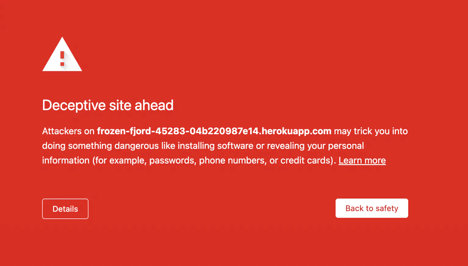 API returns dangerous warning