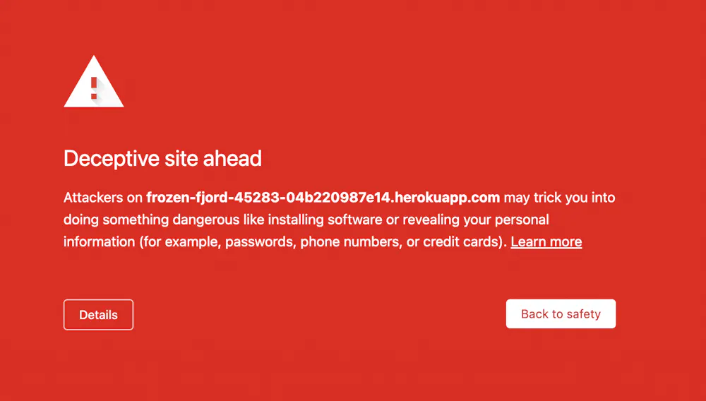 API returns dangerous warning