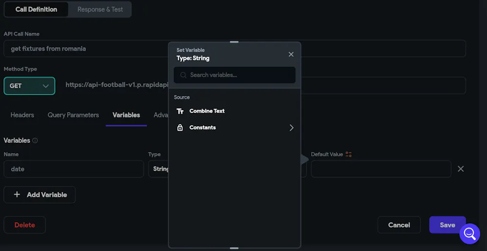 How to add current date dynamically as a variable in API Call